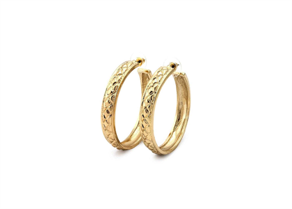 Textured Hoop Earring with Gold Plating